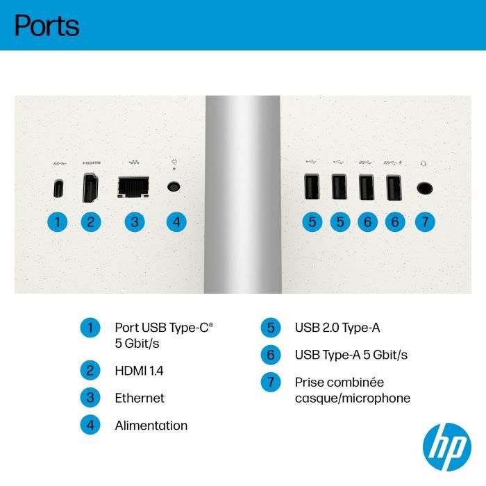PC Tout-en-un HP 27-cr0065nf - Windows 11 - 27 FHD IPS - Core i5-1334U - RAM 16Go - Stockage 512Go SSD + Clavier et souris filaires