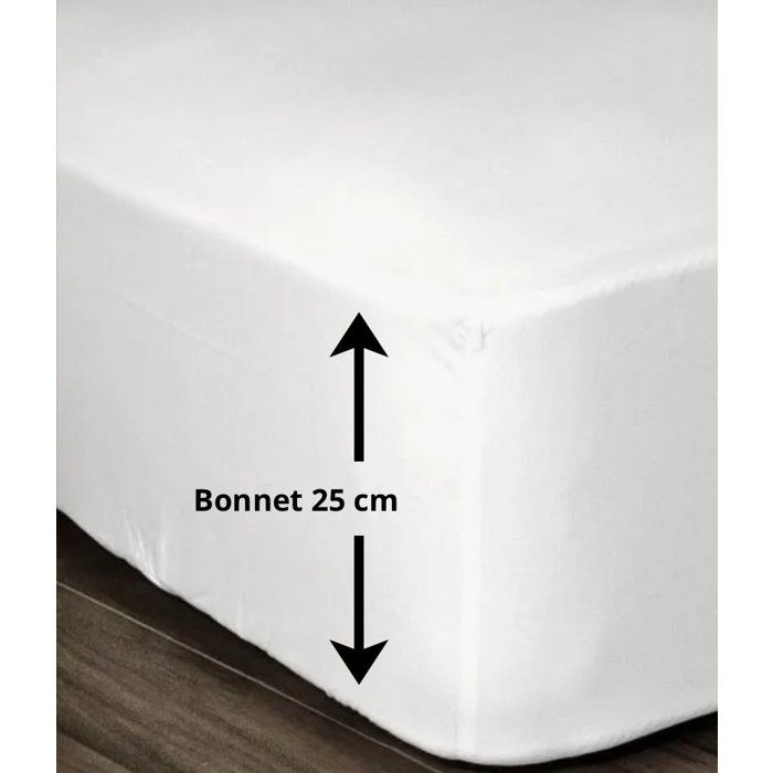 LOVELY HOME Drap Housse 100% coton 140x190x25 cm blanc