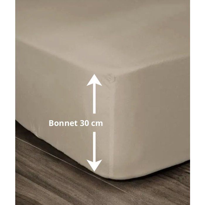 LOVELY HOME Drap Housse 100% coton 160x200x30 cm beige
