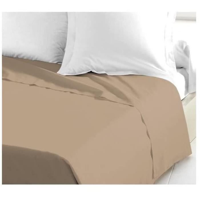 Drap Plat - LOVELY HOME - 100% coton - 240 x 300 cm - Beige