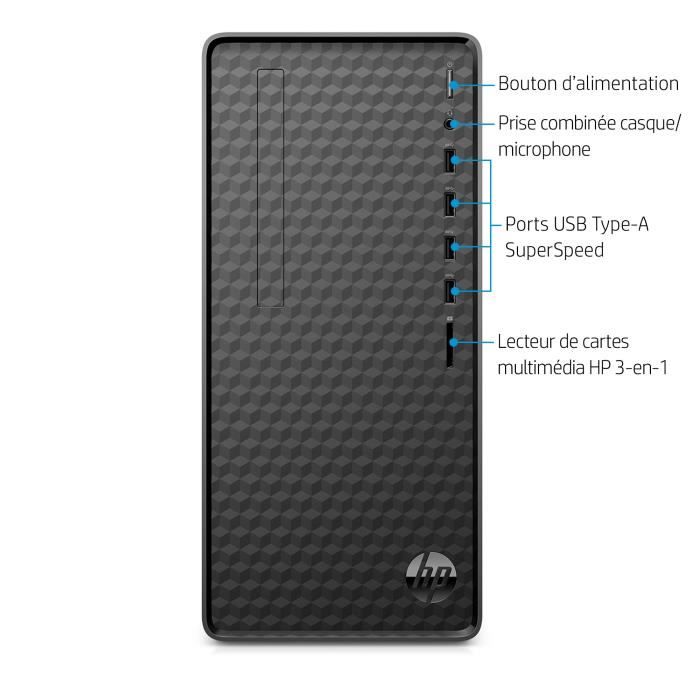 PC de Bureau HP M01-F2245nf - Windows 11 - Core i3-12100 - RAM 8Go - Stockage 256Go SSD - Clavier et souris filaires