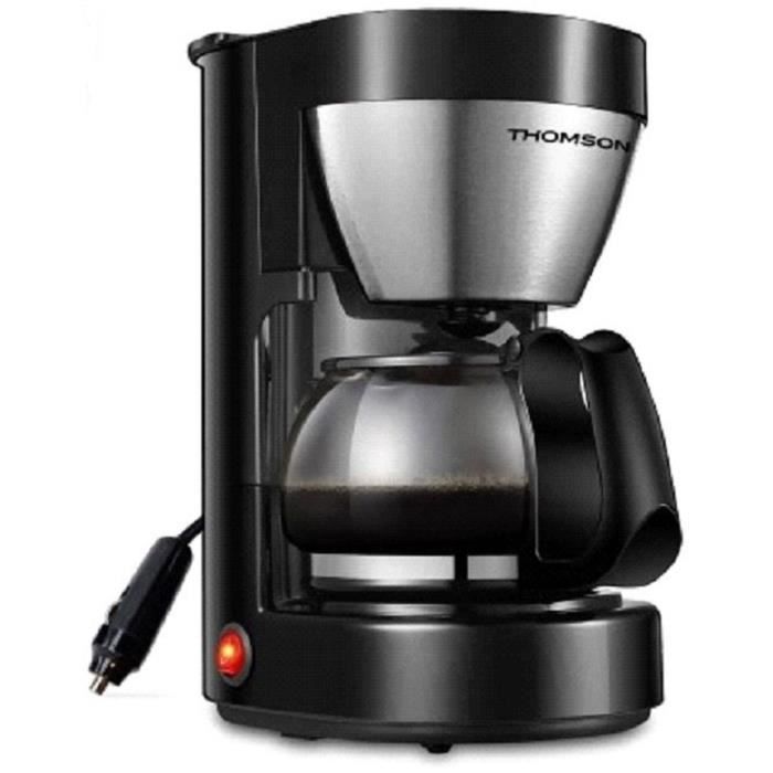 Cafetiere 24V- THOMSON - 0.65 L - 4/6 tasses - Puissance 300 W- Finition acier inoxydable - Maintien au chaud automatique