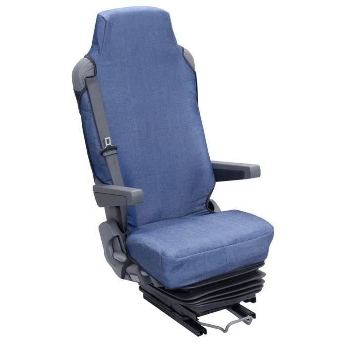 Housse universelle HTC EQUIPEMENTS pour siege de camion en coton matelassé tissu jean's 100% coton
