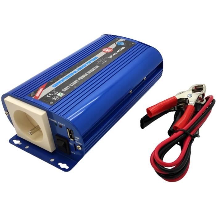 Convertisseur de tension - HTC TECHNIC- 12V /220V 400W PURE SINUS- Livré avec câbles batterie