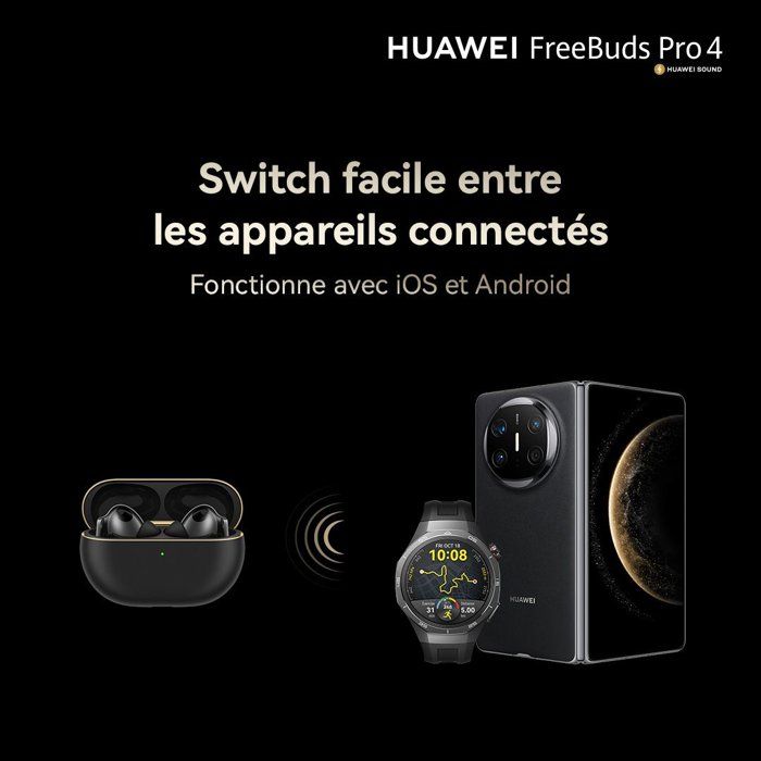 Ecouteurs sans fil - Huawei - FreeBuds Pro 4 - Noir