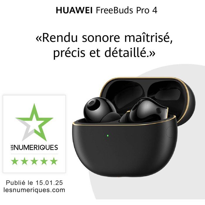 Ecouteurs sans fil - Huawei - FreeBuds Pro 4 - Noir