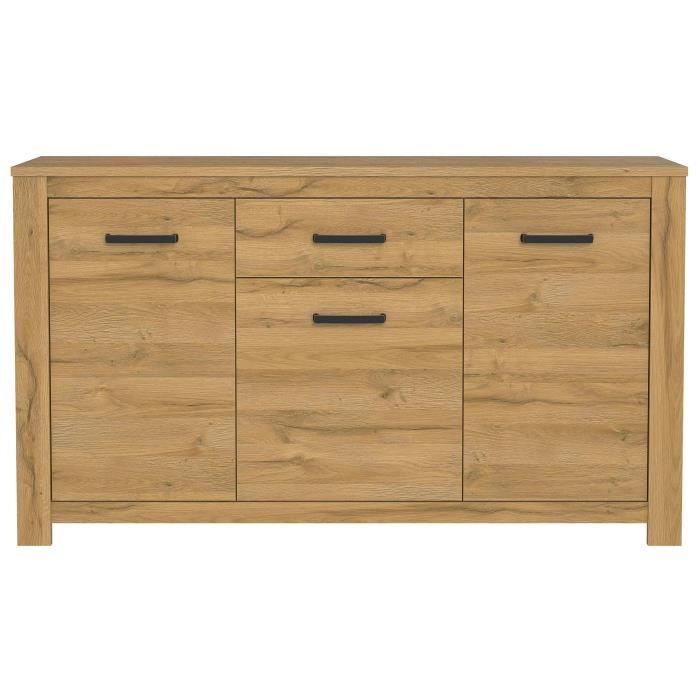 Buffet bas - DÈcor chene vieilli - Classique - HAVANNA - L 161 cm
