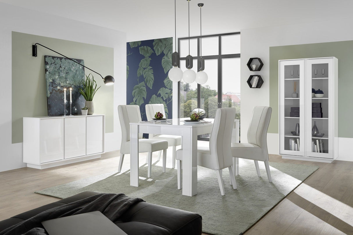 Vitrine - ICEBERG - Blanc laqué brillant - 2 Portes - Fabrication Italienne - 92 x 43 x 179 cm