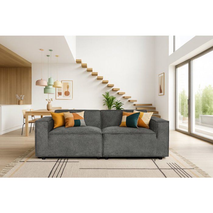 Canapé modulable - 3 places - IGOR - Tissu Gris anthracite - 198 x 94 x 70 cm