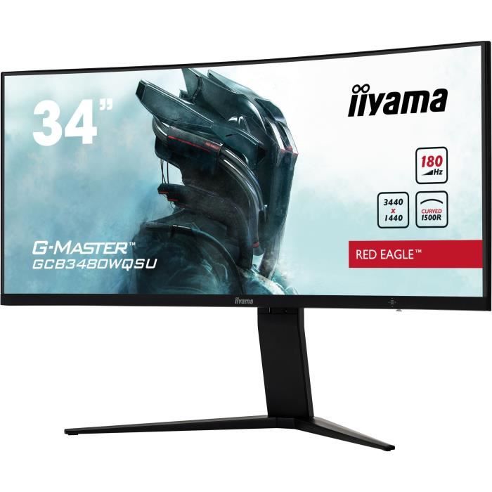 Ecran PC incurvÈ - IIYAMA - GCB3480WQSU-B1 - 34 VA UWQHD 3440 x 1440 - 0,4ms - 180Hz - 2xHDMI 2xDP - Pied rÈglable en hauteur