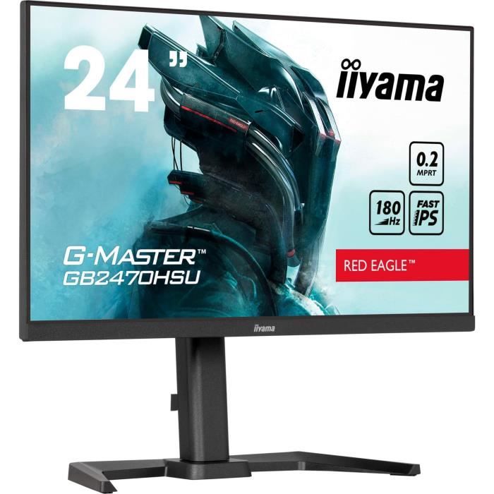 Ecran PC Gamer - IIYAMA - 24 - FHD - 180Hz - Dalle Fast IPS - 0,2ms - Ajustable en hauteur - GB2470HSU-B6