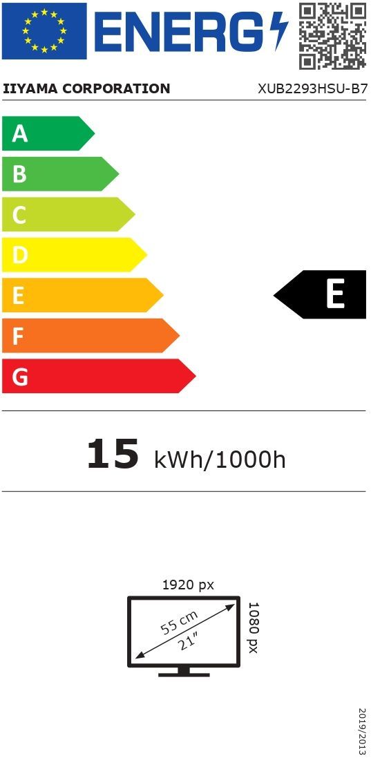 Ecran PC - IIYAMA - 21,5 - 100Hz - Dalle IPS - 1ms - Pied réglable en hauteur + Pivot - Prolite XUB2293HSU-B7