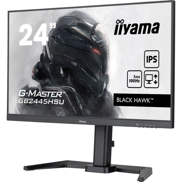Ecran PC Gamer - IIYAMA - 24 - FHD - 100Hz - Dalle IPS - 1ms - Ajustable en hauteur - GB2445HSU-B2