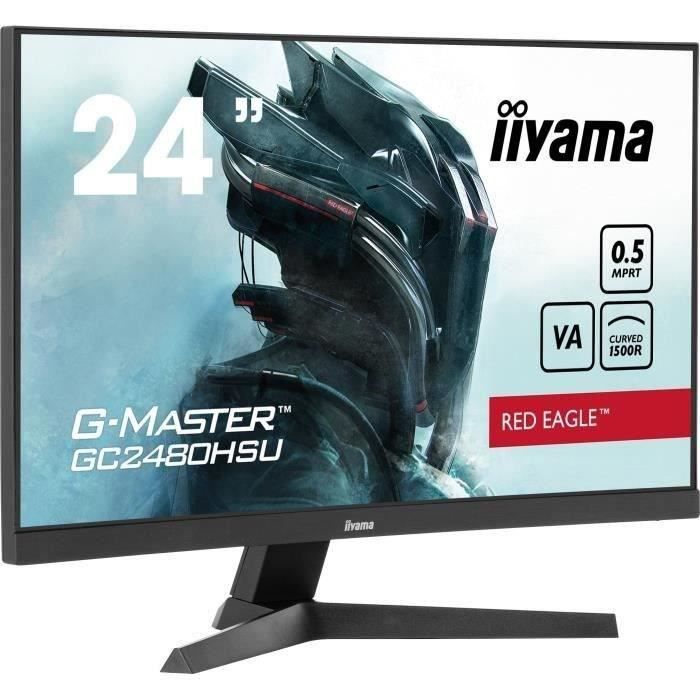 Ecran PC Gamer Incurvé - IIYAMA - 24 - FHD - 180Hz - Dalle VA - 0,5ms - GCB2480HSU-B1