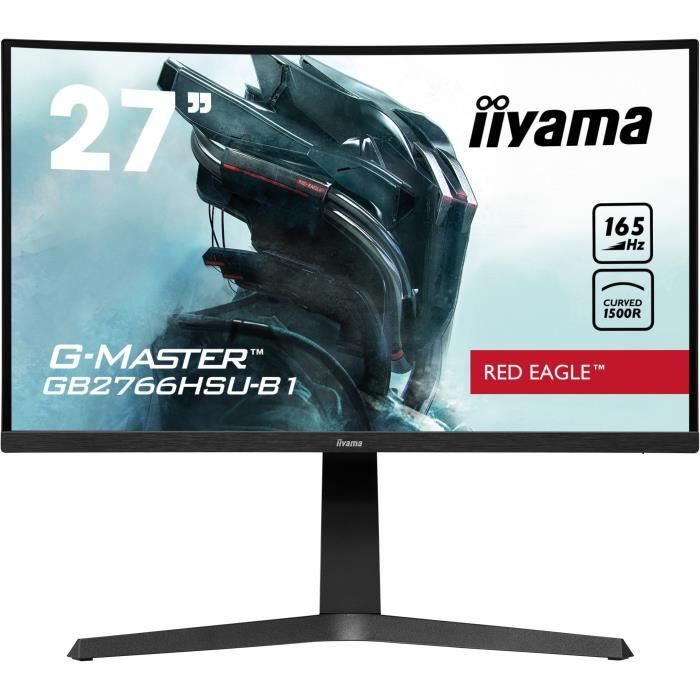 Ecran PC Gamer Incurvé - IIYAMA - 27 - FHD - 165Hz - Dalle VA - 1ms - Ajustable en hauteur - GB2766HSU-B1