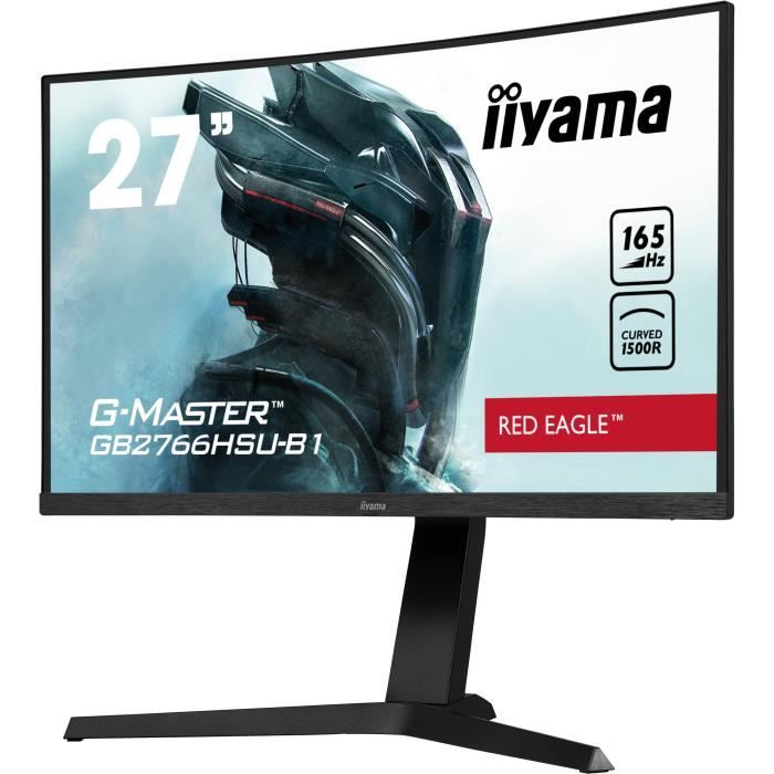 Ecran PC Gamer Incurvé - IIYAMA - 27 - FHD - 165Hz - Dalle VA - 1ms - Ajustable en hauteur - GB2766HSU-B1