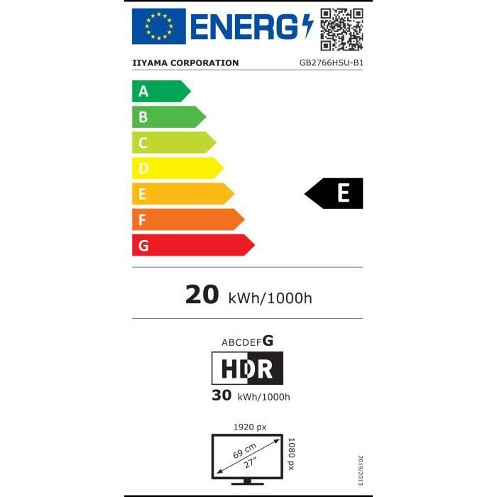 Ecran incurvé 27" Iiyama G-Master Red Eagle GB2766HSU-B1 Full HD (Noir) 165Hz
