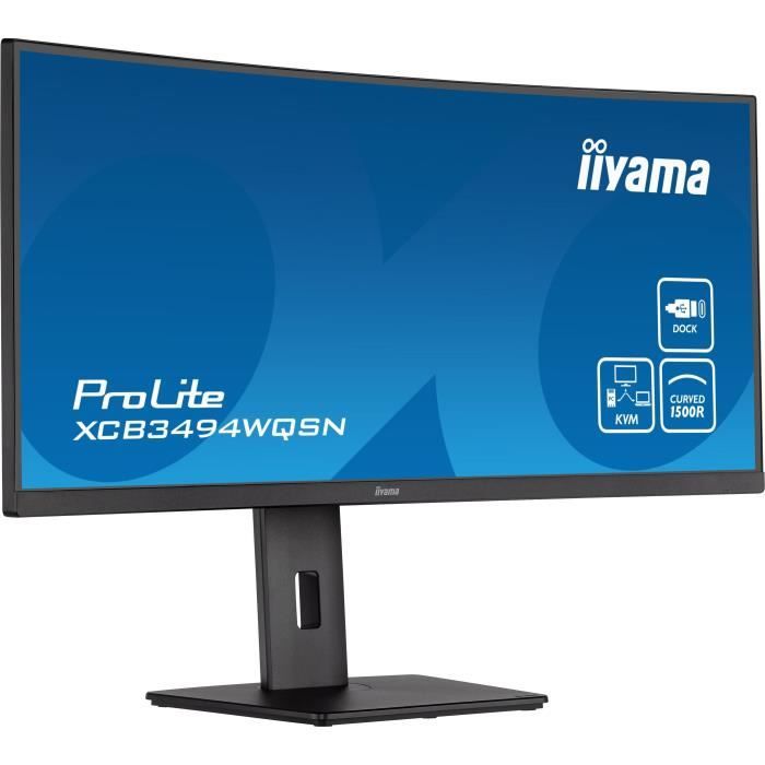 Ecran PC IncurvÈ - IIYAMA XCB3494WQSN-B5 - 34 UWQHD - Dalle VA - 0.4 ms - 120Hz - HDMI / DisplayPort / USB / KVM / Docking USB-C