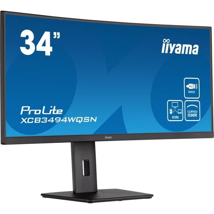 Ecran PC IncurvÈ - IIYAMA XCB3494WQSN-B5 - 34 UWQHD - Dalle VA - 0.4 ms - 120Hz - HDMI / DisplayPort / USB / KVM / Docking USB-C