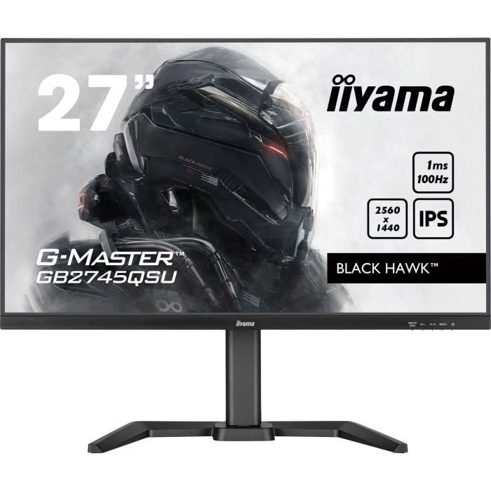 Ecran PC Gamer - IIYAMA - 27 - QHD - 100Hz - Dalle IPS - 1ms - Ajustable en hauteur - GB2745QSU-B2