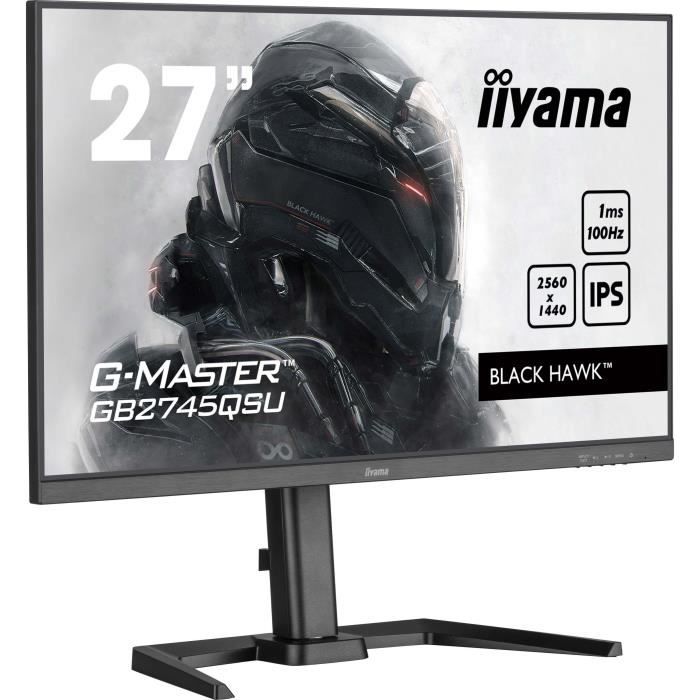 Ecran PC Gamer - IIYAMA - 27 - QHD - 100Hz - Dalle IPS - 1ms - Ajustable en hauteur - GB2745QSU-B2