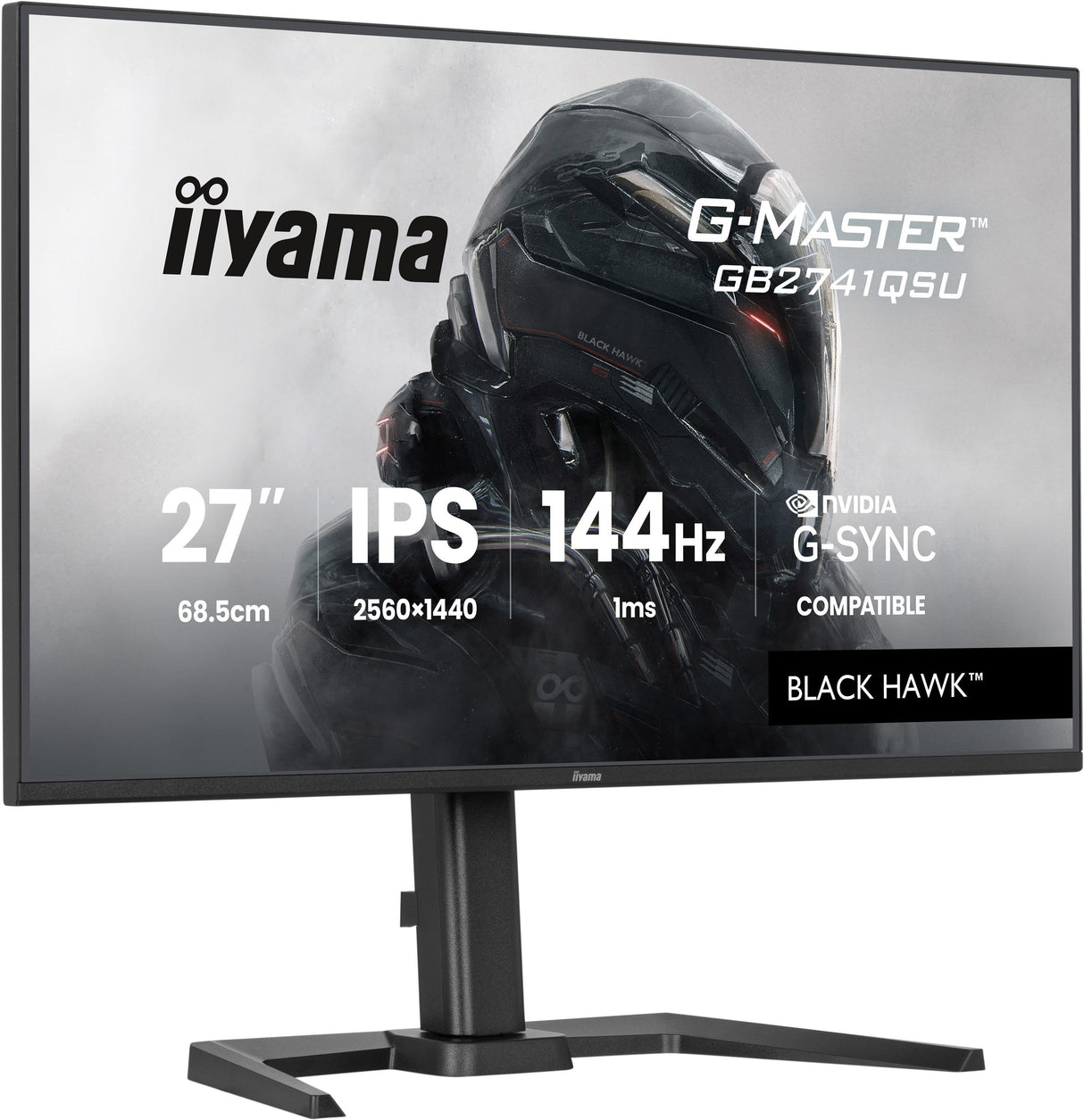 Ecran PC Gamer - IIYAMA - 27 - QHD - 144Hz - Dalle IPS - 1ms - Réglable en hauteur - G-Master Black Hawk4Hz
