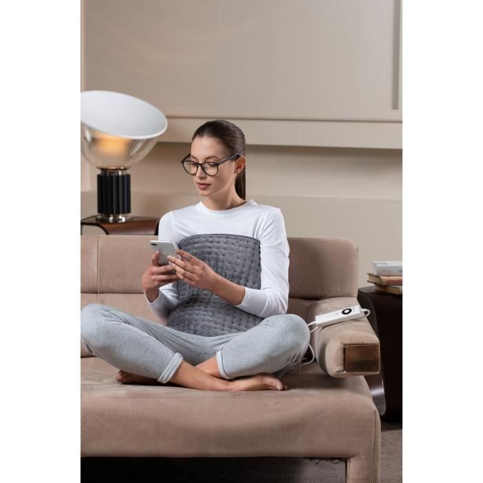 Coussin Chauffant - Imetec - Extra Large 38x50 cm - Soulage le Dos et les Jambes - 5 TempÈratures - Chauffage Rapide - Lavable