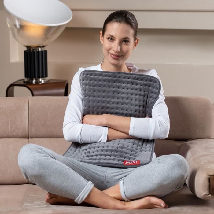 Coussin Chauffant - Imetec - Extra Large 38x50 cm - Soulage le Dos et les Jambes - 5 TempÈratures - Chauffage Rapide - Lavable