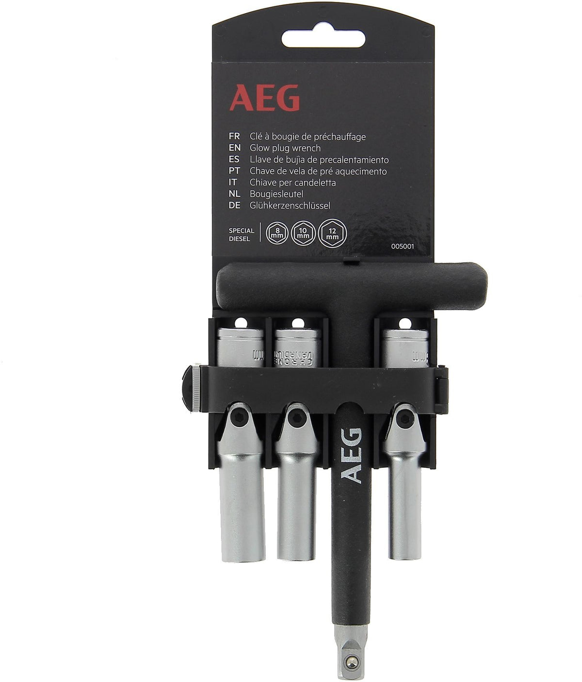 Clé a bougie préchauffage diesel 3 douilles 8-10-12mm - AEG - taille standard 3/8