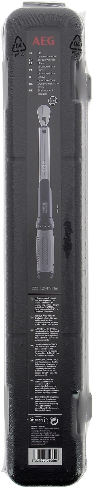 Clé dynamométrique couple de 21 a 119NM - AEG - Carré pour douille standard en 1/2'' - Longueur 39 cm