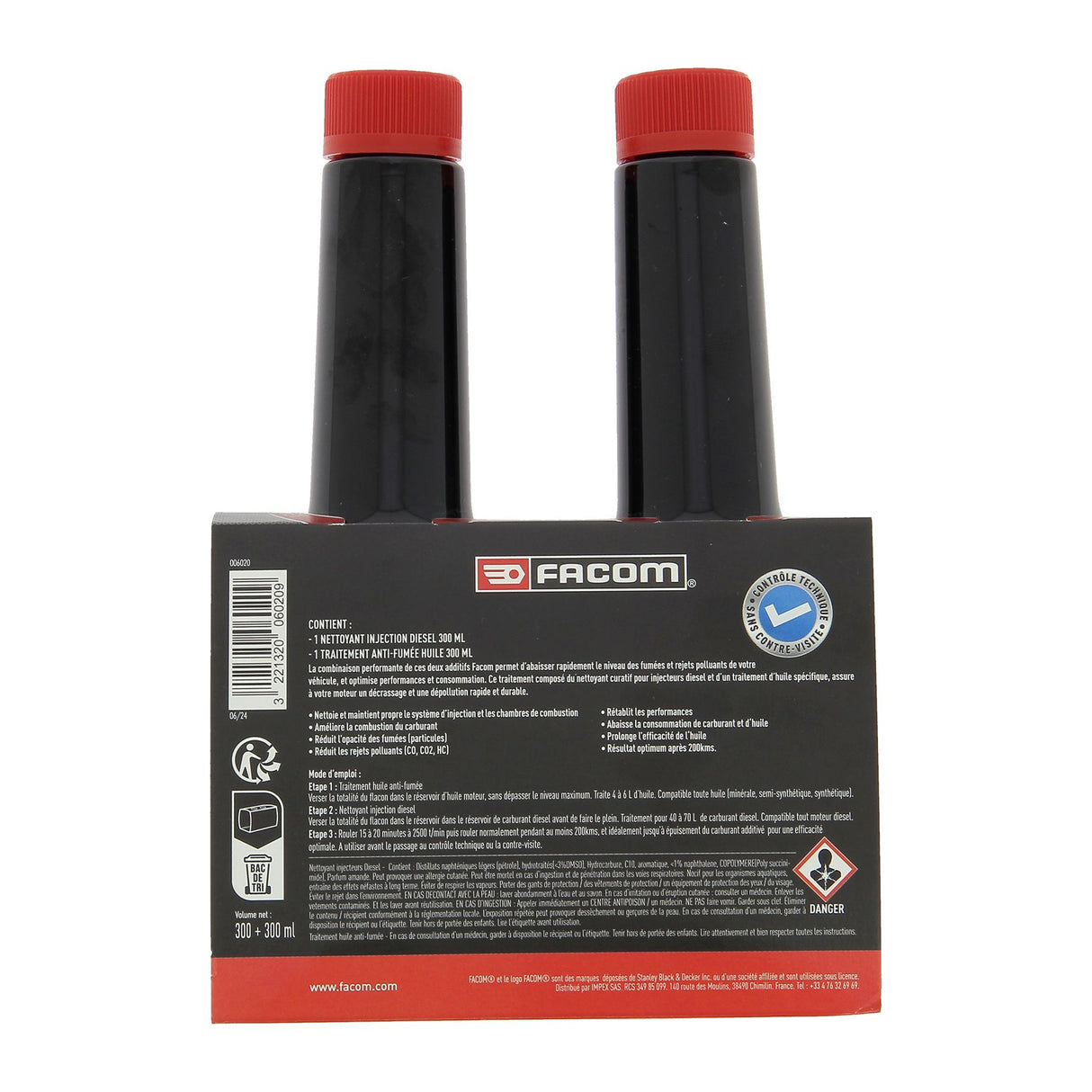 Additif kit contrôle technique moteur diesel, 2 additifs 300ml - FACOM - Nettoyant injecteurs + traitement huile