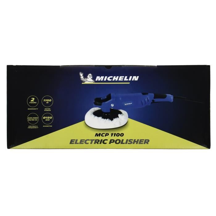 Polisheuse Pro 230V - 1100W - MICHELIN - Disque : 180 mm - Vitesse de rotation : 600-3000 t/min - démarrage progressif - Ecran LCD