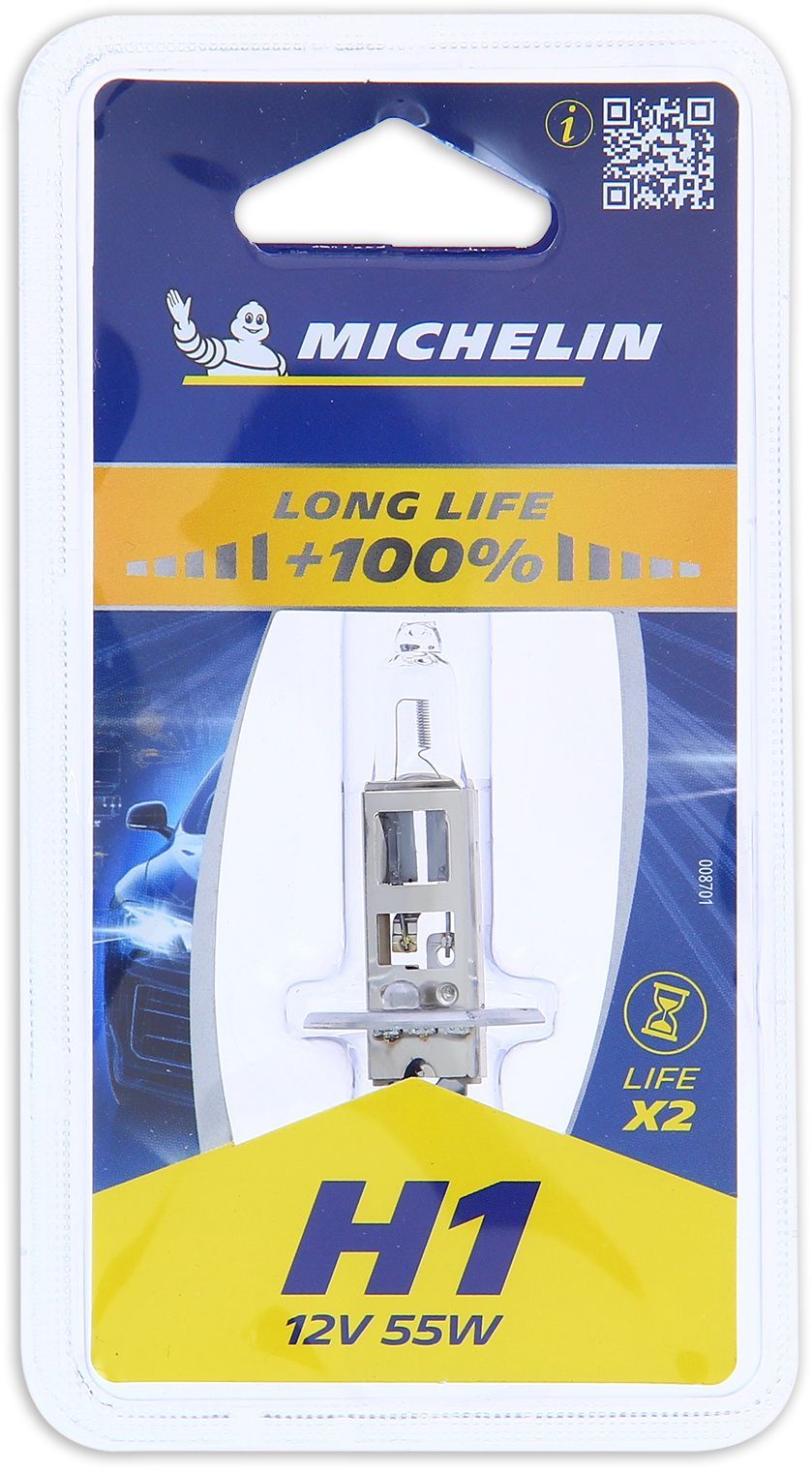 Ampoule H1 LIFE+100% 55W - MICHELIN -Feu de croisement, route, antibrouillard.