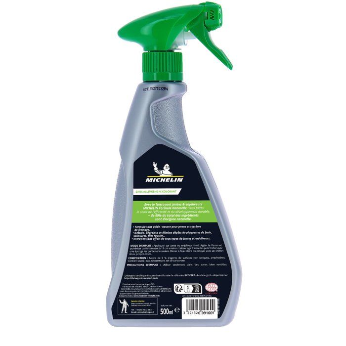 Nettoyant jantes pulvérisateur 500ml - MICHELIN - Formule Naturelle, tous types de jantes et enjoliveurs