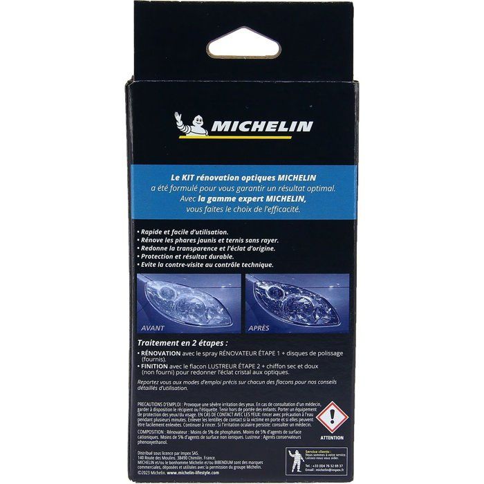 Kit EXPERT rénovation optiques de phares - MICHELIN - spécial contrôle technique - Simple et rapide