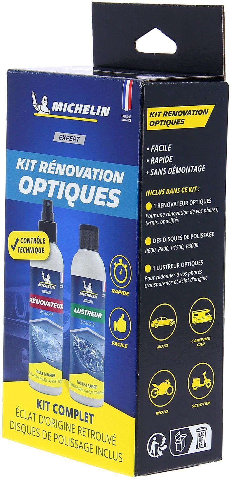 Kit EXPERT rénovation optiques de phares - MICHELIN - spécial contrôle technique - Simple et rapide