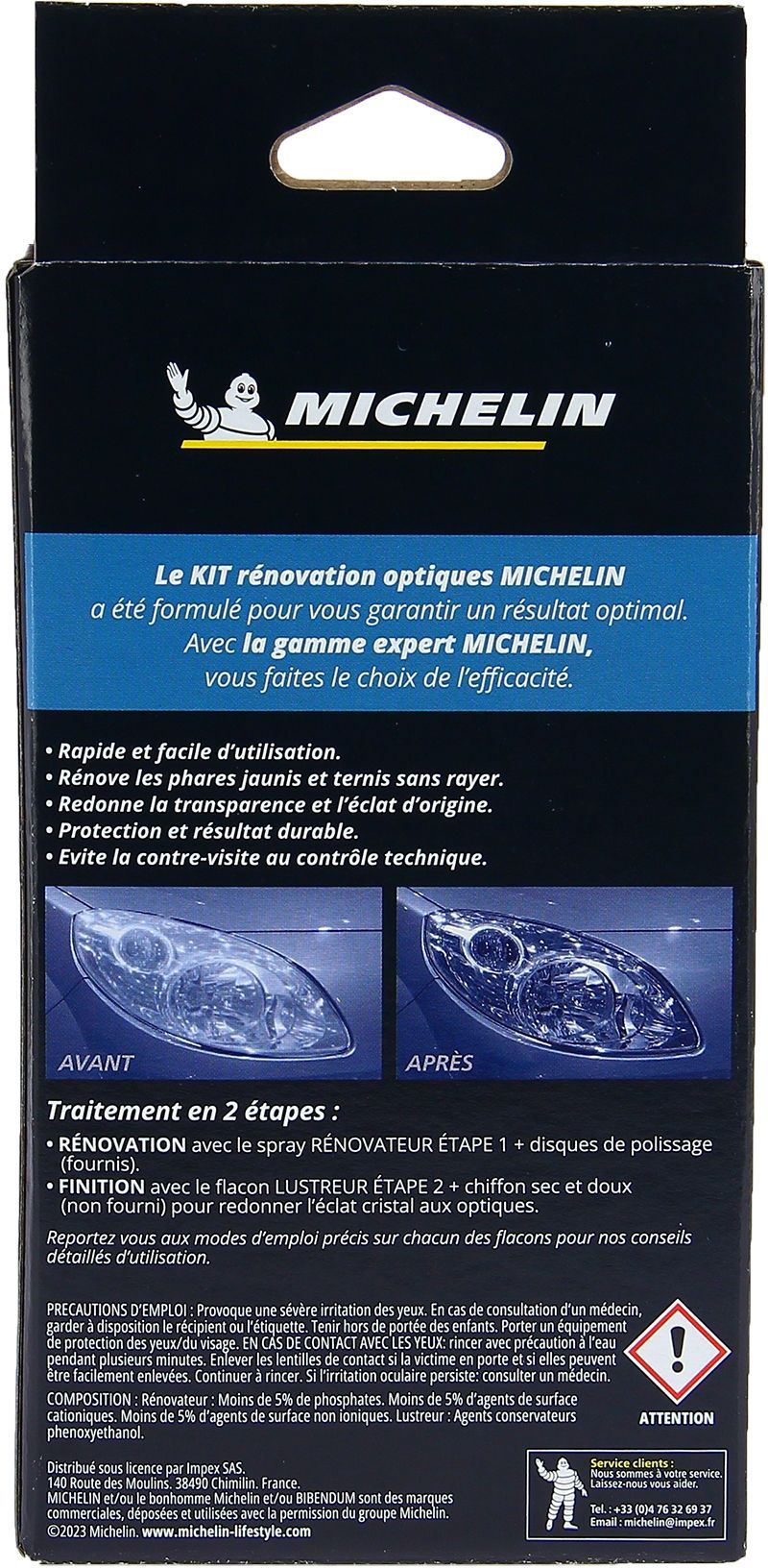 Kit EXPERT rénovation optiques de phares - MICHELIN - spécial contrôle technique - Simple et rapide
