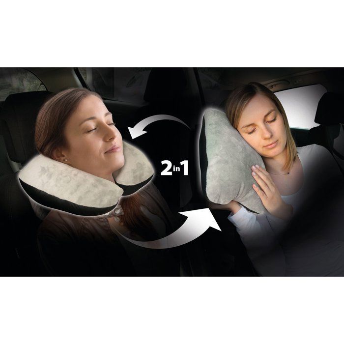 Coussin microbilles 2en1 Cale nuque et Oreiller 37x29x10cm - KINE TRAVEL - Microbilles et textile doux ultra confort