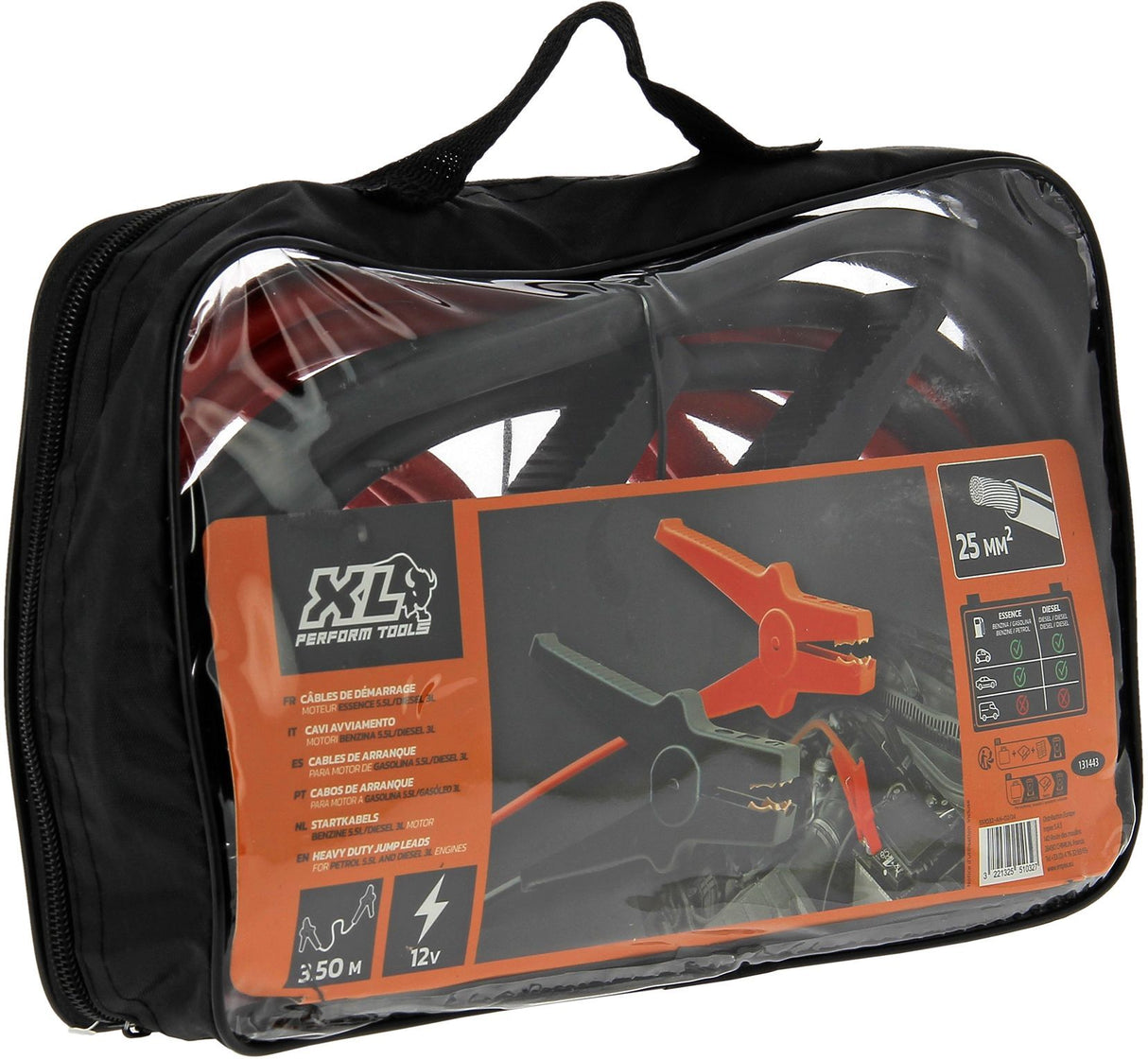 XL PERFORM TOOLS Câbles de démarrage 25mm² DIN - Moteur Diesel 5,5l - 25mm²x 3m