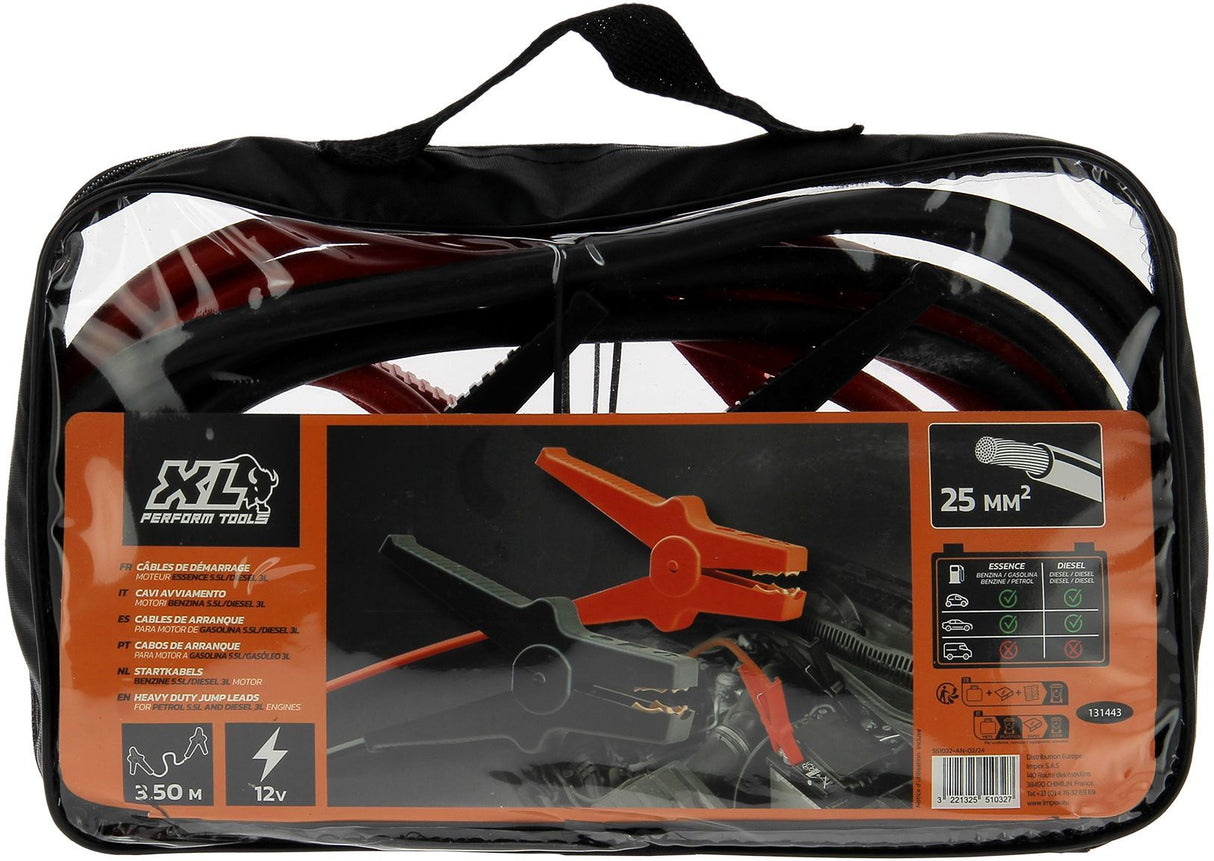 XL PERFORM TOOLS Câbles de démarrage 25mm² DIN - Moteur Diesel 5,5l - 25mm²x 3m