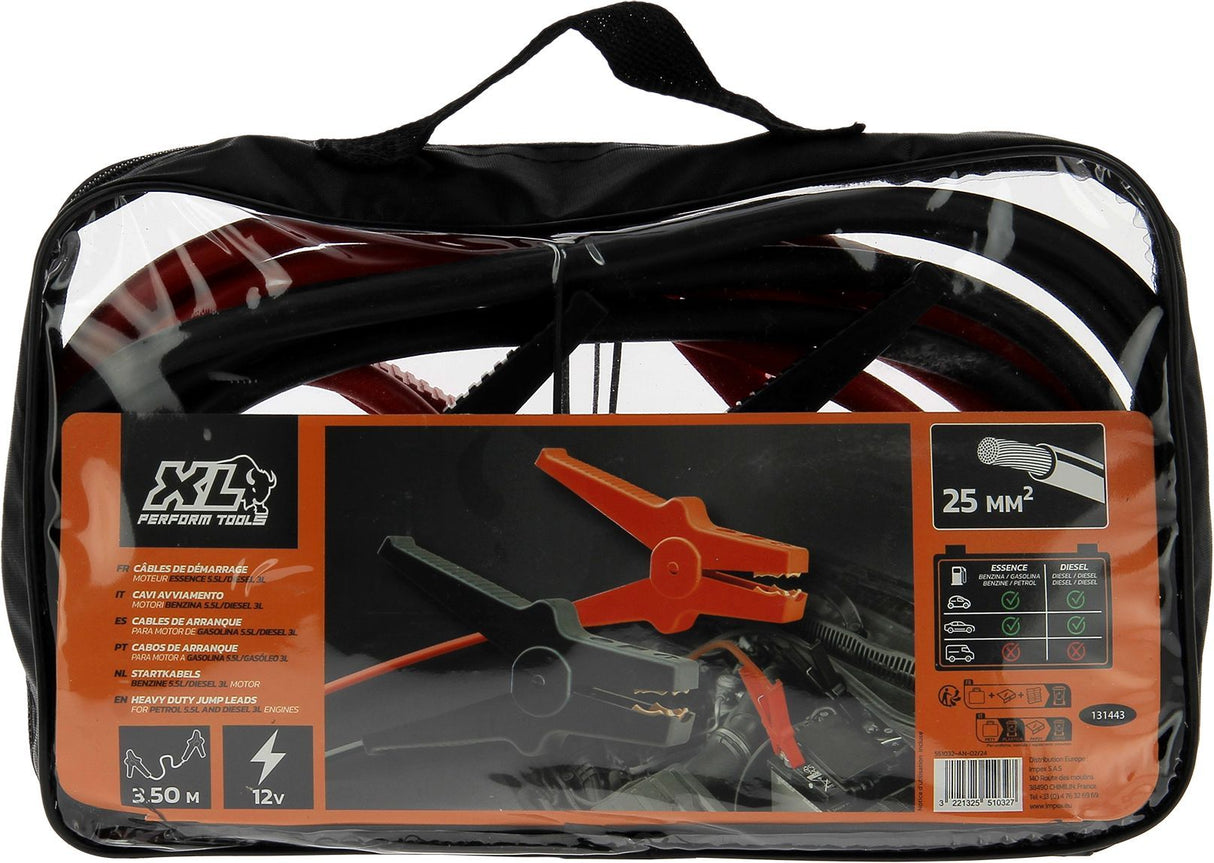 XL PERFORM TOOLS Câbles de démarrage 25mm² DIN - Moteur Diesel 5,5l - 25mm²x 3m