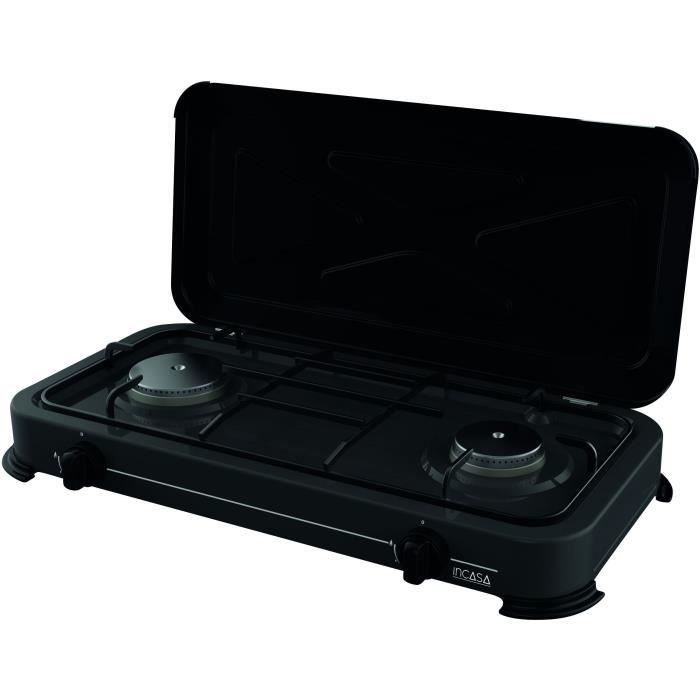 Réchaud a gaz - INCASA - 016465 - 2 feux - Puissance 3,4 kW - Dimensions 63x27,5x10 cm