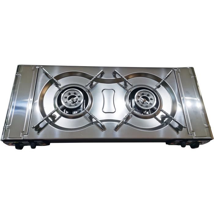 RÈchaud a gaz portable 2 feux - INCASA - 016471 - 4000W - Usage extÈrieur - Allumage piÈzoÈlectrique