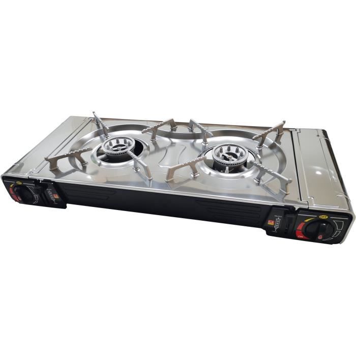 RÈchaud a gaz portable 2 feux - INCASA - 016471 - 4000W - Usage extÈrieur - Allumage piÈzoÈlectrique