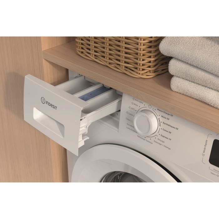 Lave-linge hublot INDESIT IMW862MYTIMEFR MyTime - 8 kg - Induction - L60cm - 1200 trs/min - Classe A - Blanc