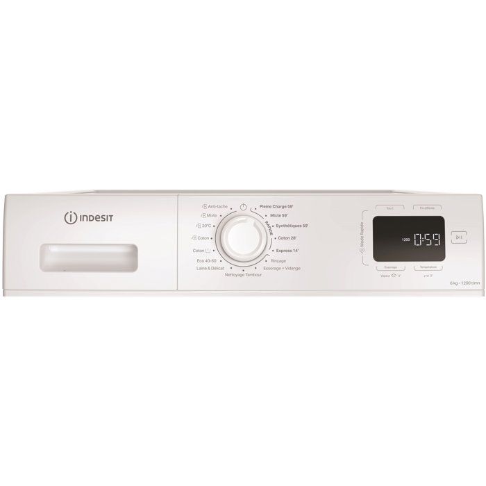 Lave-linge hublot INDESIT IM642MYTIMEFR - 6 kg - Induction - L60 cm - 1200 trs/min - Blanc