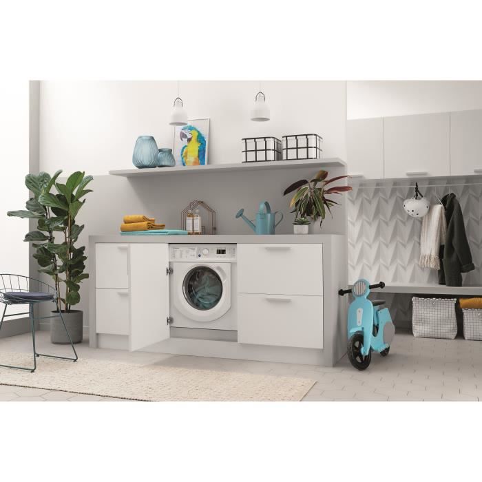 Lave-linge séchant encastrable INDESIT - BIWDIL861485EU - 8 / 6 kg - Induction - L60cm - 1400 trs/min - Blanc
