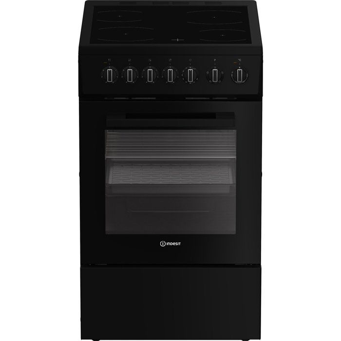 Cuisiniere vitrocéramique - INDESIT - I5V3PCB - 4 foyers - 7700 W - L50 cm - Noir