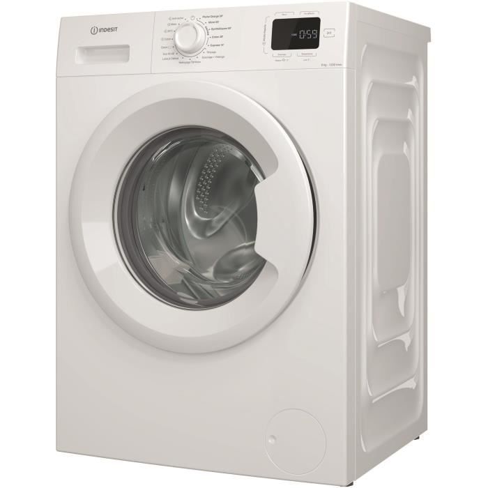 Lave-linge hublot INDESIT IM962MYTIMEFR MyTime - 9 kg - Induction - L60cm - 1200 trs/min - Classe A - Blanc