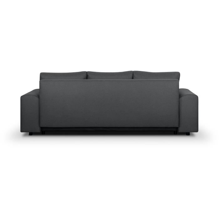 CanapÈ convertible avec coffre de rangement 3 places - INDIAN - Tissu gris foncÈ et pieds chrome - L250xH88xP98cm